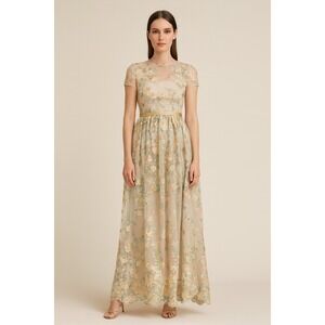 BHLDN Monique Lhuillier Sz 4 Embroidered Gown Dress Holiday New Year's Bride RTR